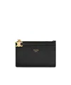 Celine Grain Triomphe Zipper Card Bag In Black