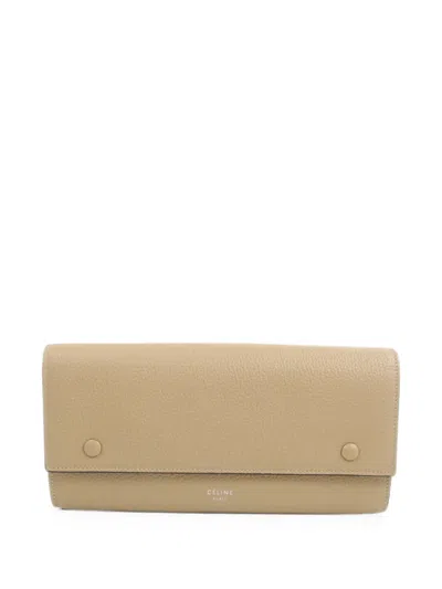 Pre-owned Celine Grained Leather Wallet In Neutral