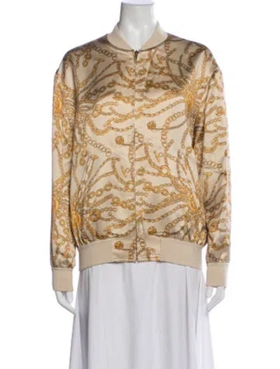 Pre-owned Celine Graphic Print Bomber Jacket In Neutral