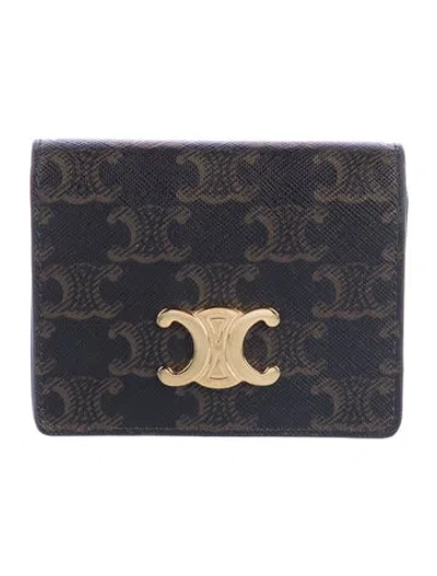 Pre-owned Celine Graphic Print Card Holder In Brown