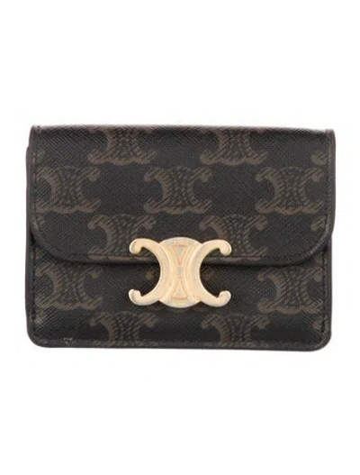 Pre-owned Celine Graphic Print Card Holder In Brown