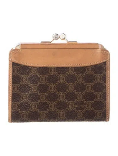 Pre-owned Celine Graphic Print Coin Pouch In Brown