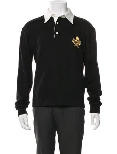 Pre-owned Celine Graphic Print Collar Polo Shirt In Black