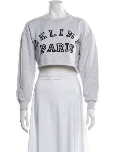 Pre-owned Celine Graphic Print Crew Neck Crop Top In Gray