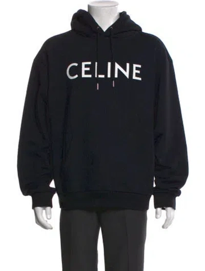 Pre-owned Celine Graphic Print Crew Neck Hoodie In Black