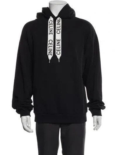 Pre-owned Celine Graphic Print Crew Neck Hoodie In Black