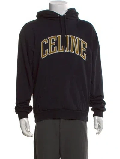 Pre-owned Celine Graphic Print Crew Neck Hoodie In Black