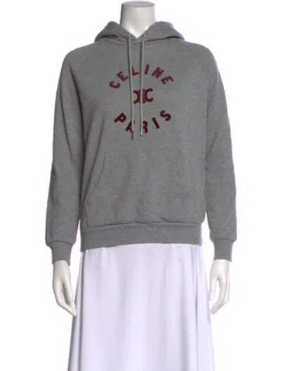 Pre-owned Celine Graphic Print Crew Neck Hoodie In Gray
