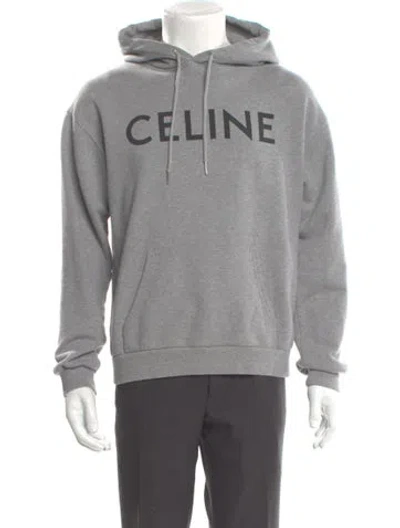Pre-owned Celine Graphic Print Crew Neck Hoodie In Gray
