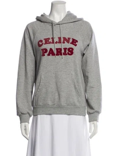 Pre-owned Celine Graphic Print Crew Neck Hoodie In Gray