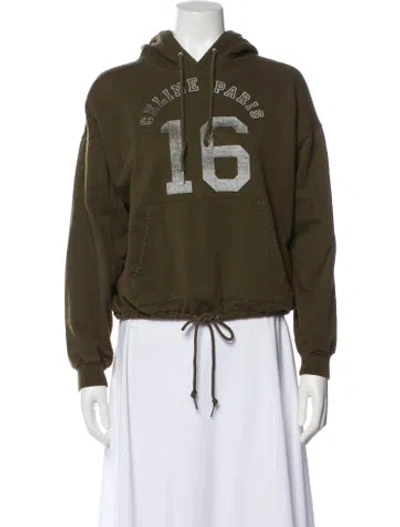 Pre-owned Celine Graphic Print Crew Neck Hoodie In Green