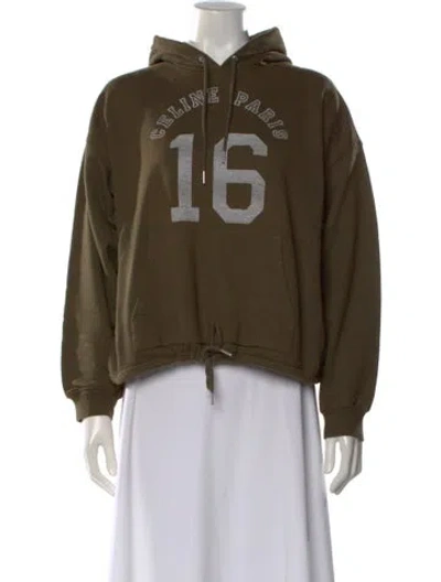 Pre-owned Celine Graphic Print Crew Neck Hoodie In Green