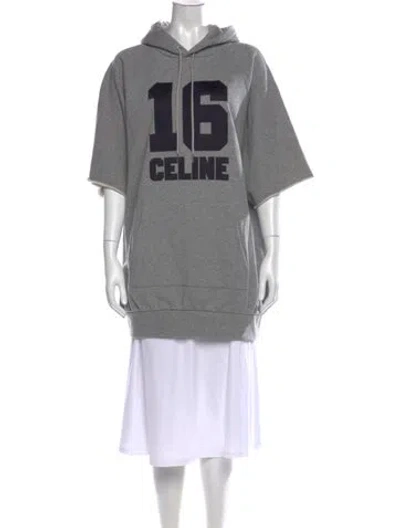 Pre-owned Celine Graphic Print Crew Neck Hoodie In Grey