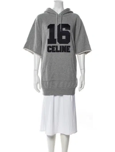 Pre-owned Celine Graphic Print Crew Neck Hoodie In Grey
