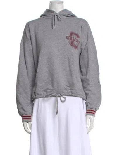 Pre-owned Celine Graphic Print Crew Neck Hoodie In Grey