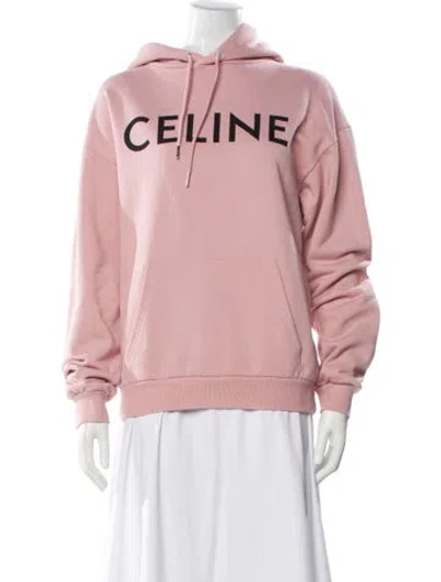 Pre-owned Celine Graphic Print Crew Neck Hoodie In Pink