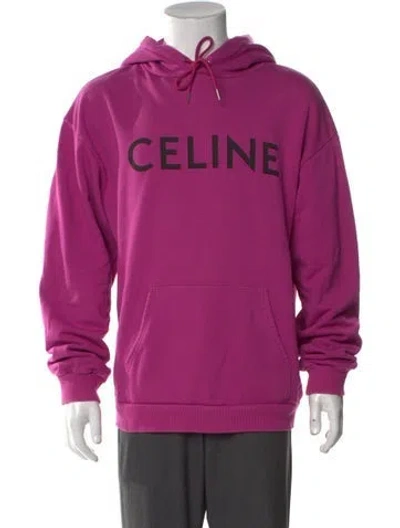 Pre-owned Celine Graphic Print Crew Neck Hoodie In Pink