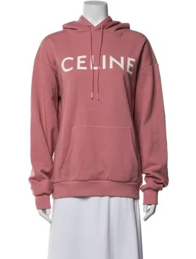 Pre-owned Celine Graphic Print Crew Neck Hoodie In Pink