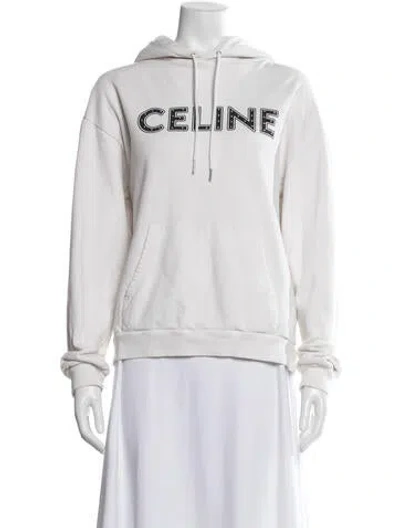 Pre-owned Celine Graphic Print Crew Neck Hoodie In Pink/white