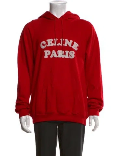 Pre-owned Celine Graphic Print Crew Neck Hoodie In Red