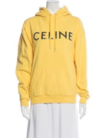 Pre-owned Celine Graphic Print Crew Neck Hoodie In Yellow