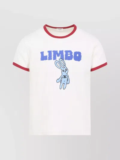 Celine Graphic Print Crew Neck Short Sleeve T-shirt In White