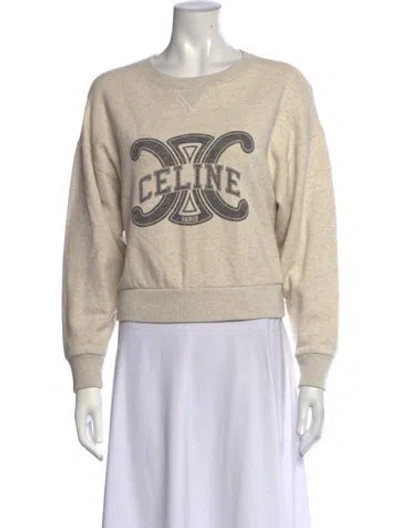 Pre-owned Celine Graphic Print Crew Neck Sweater In Neutrals