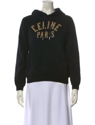 Pre-owned Celine Graphic Print Crew Neck Sweatshirt In Black
