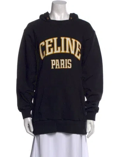 Pre-owned Celine Graphic Print Crew Neck Sweatshirt In Black