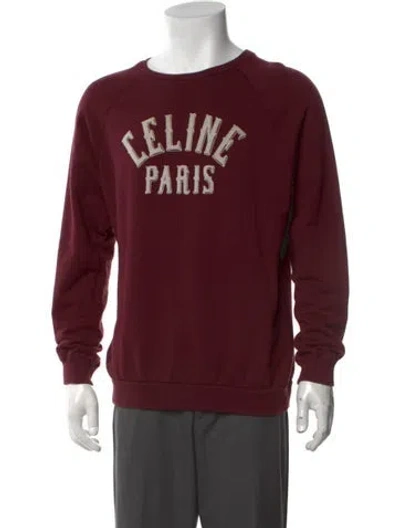 Pre-owned Celine Graphic Print Crew Neck Sweatshirt In Burgundy