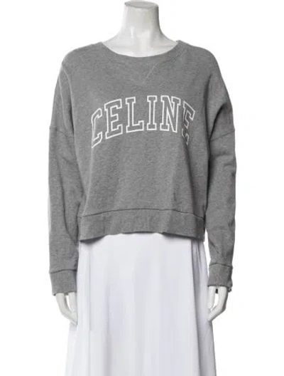 Pre-owned Celine Graphic Print Crew Neck Sweatshirt In Gray