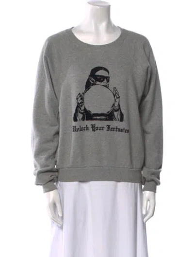 Pre-owned Celine Graphic Print Crew Neck Sweatshirt In Gray