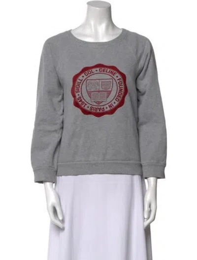 Pre-owned Celine Graphic Print Crew Neck Sweatshirt In Gray
