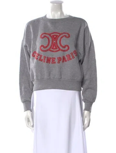 Pre-owned Celine Graphic Print Crew Neck Sweatshirt In Gray