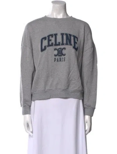 Pre-owned Celine Graphic Print Crew Neck Sweatshirt In Gray