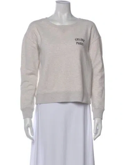 Pre-owned Celine Graphic Print Crew Neck Sweatshirt In Gray