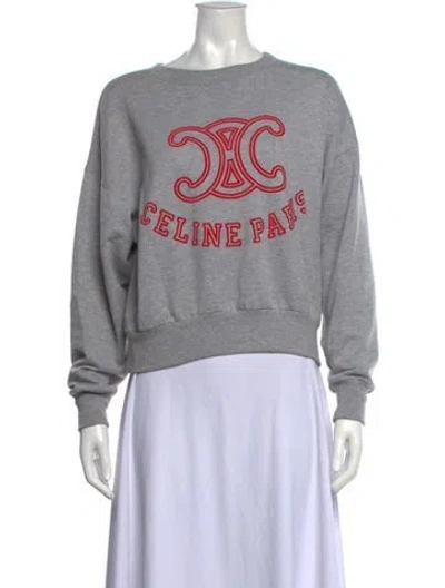 Pre-owned Celine Graphic Print Crew Neck Sweatshirt In Gray