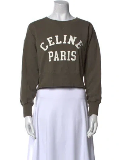 Pre-owned Celine Graphic Print Crew Neck Sweatshirt In Green