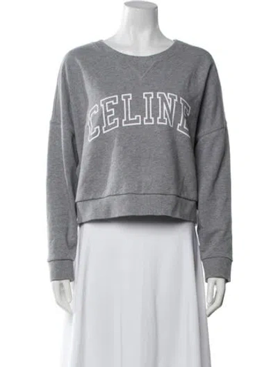 Pre-owned Celine Graphic Print Crew Neck Sweatshirt In Grey