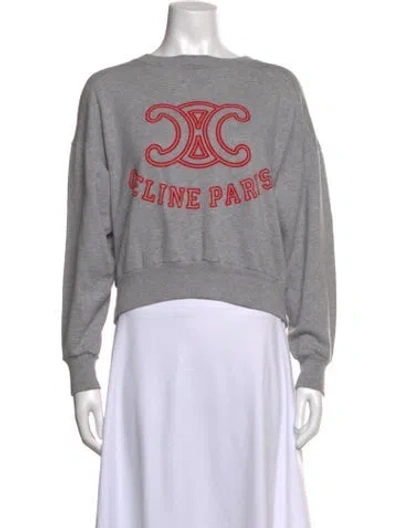 Pre-owned Celine Graphic Print Crew Neck Sweatshirt In Grey