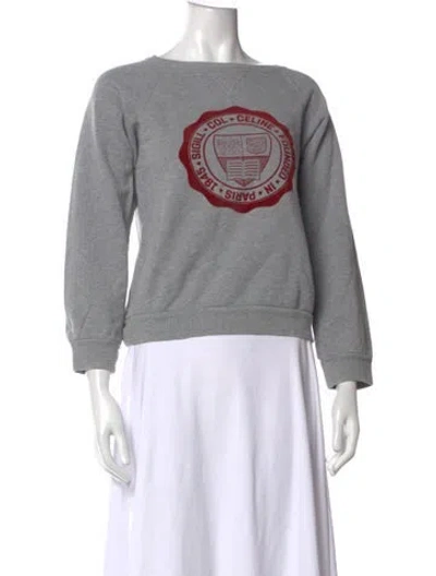 Pre-owned Celine Graphic Print Crew Neck Sweatshirt In Grey
