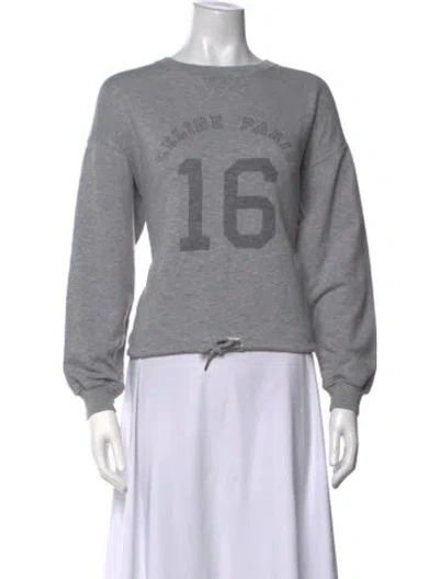 Pre-owned Celine Graphic Print Crew Neck Sweatshirt In Grey