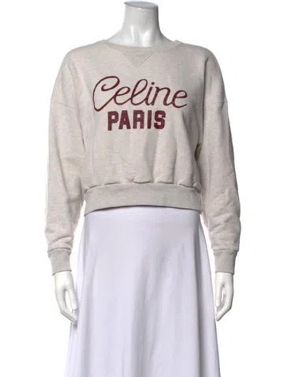 Pre-owned Celine Graphic Print Crew Neck Sweatshirt In Grey