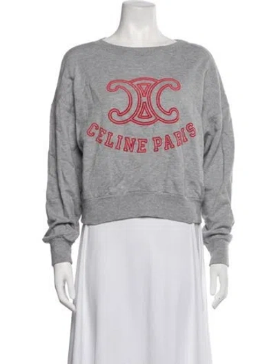 Pre-owned Celine Graphic Print Crew Neck Sweatshirt In Grey