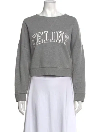 Pre-owned Celine Graphic Print Crew Neck Sweatshirt In Grey