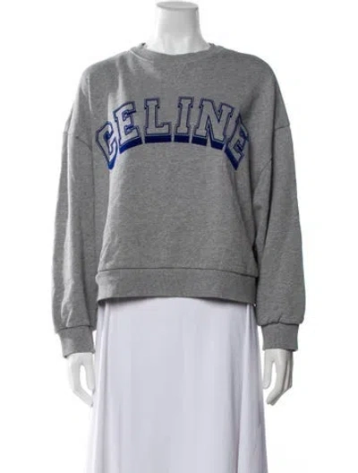 Pre-owned Celine Graphic Print Crew Neck Sweatshirt In Grey