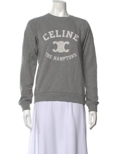 Pre-owned Celine Graphic Print Crew Neck Sweatshirt In Grey