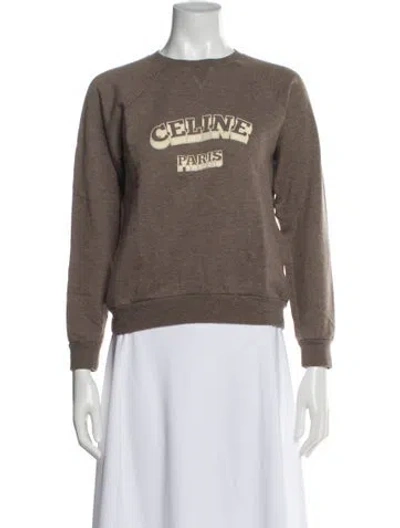 Pre-owned Celine Graphic Print Crew Neck Sweatshirt In Neutral
