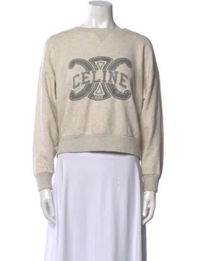 Pre-owned Celine Graphic Print Crew Neck Sweatshirt In Neutral