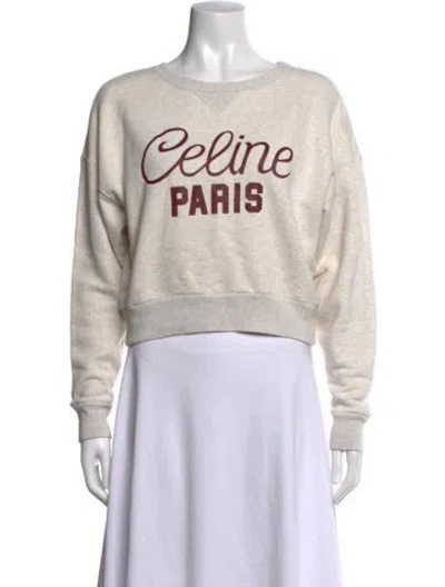 Pre-owned Celine Graphic Print Crew Neck Sweatshirt In Neutrals